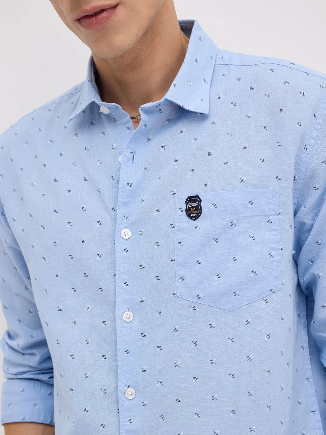 Elegant Blue Printed Everyday Shirt