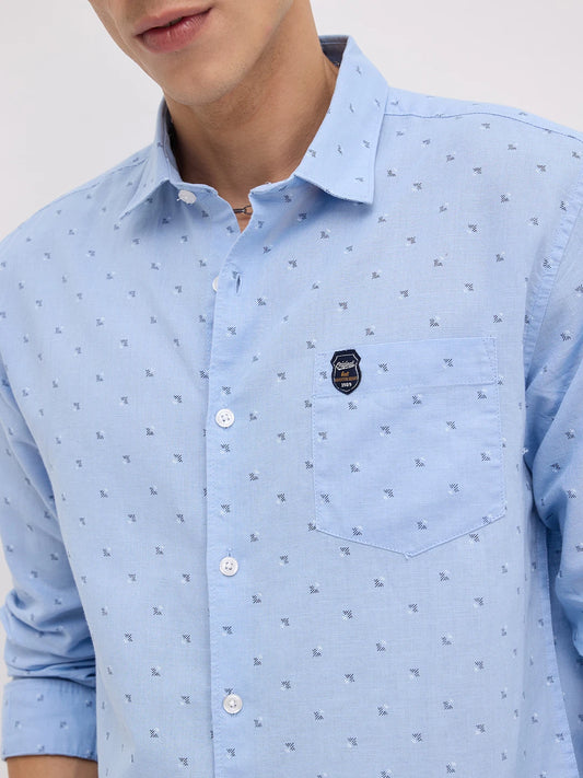 Elegant Blue Printed Everyday Shirt