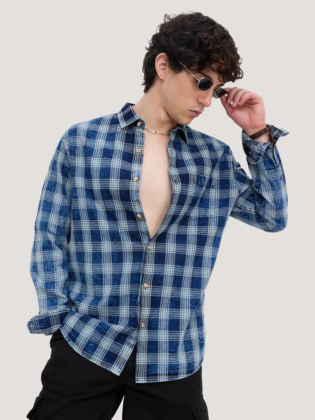 Timeless Denim Blue Box Checks Shirt