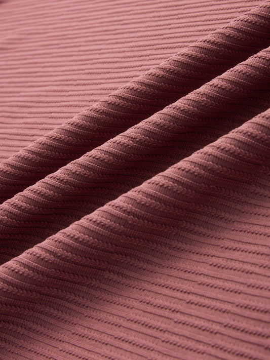 Cordovan Maroon Striped Oversized Polo Knit Shirt
