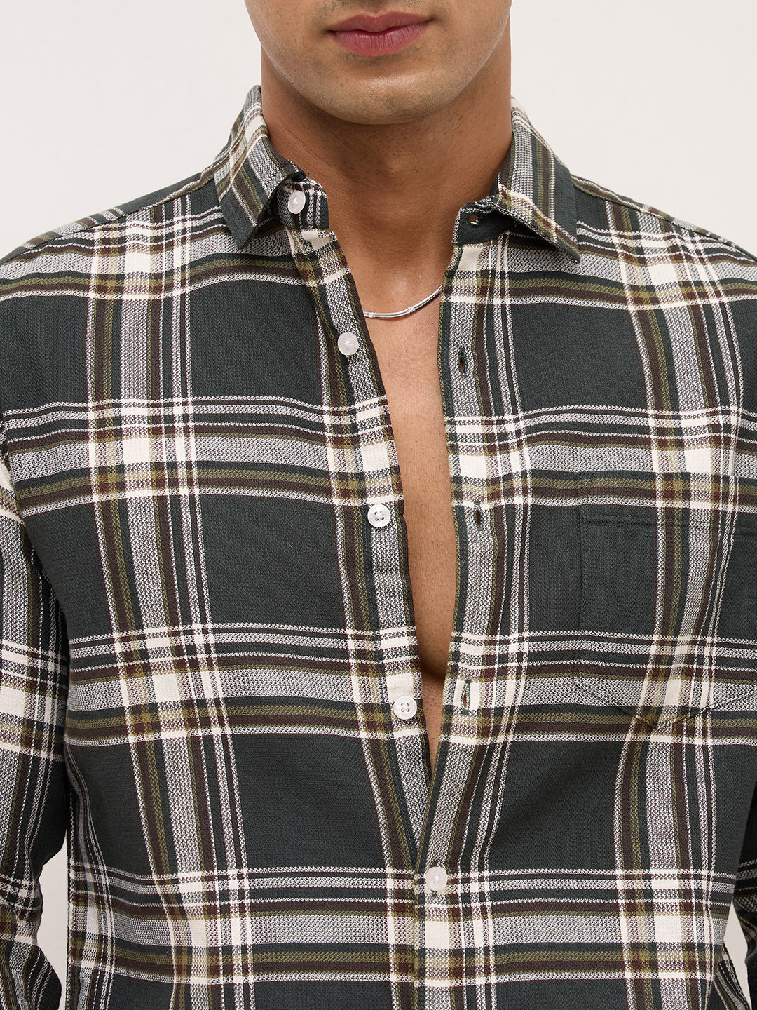 Emerald Green Statement Casual Check Shirt