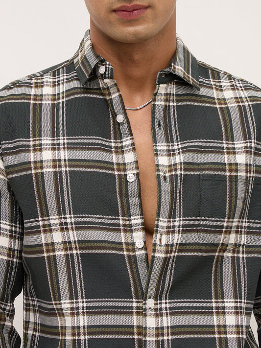 Emerald Green Statement Casual Check Shirt