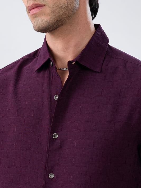 Wine Minimal Textured Everyday Shirt