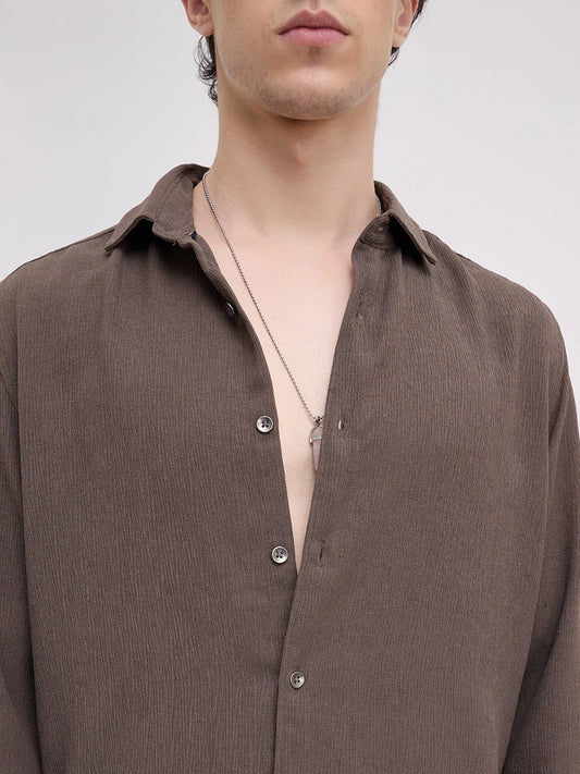 Crushed Warm Grey Textured Trail Shirt