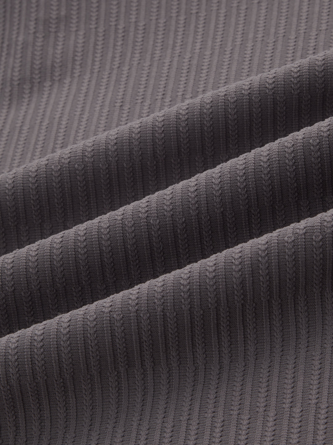 Graphite Grey Precision Rib Striped Oversized Polo Knitted Shirt