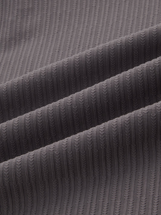 Graphite Grey Precision Rib Striped Oversized Polo Knitted Shirt