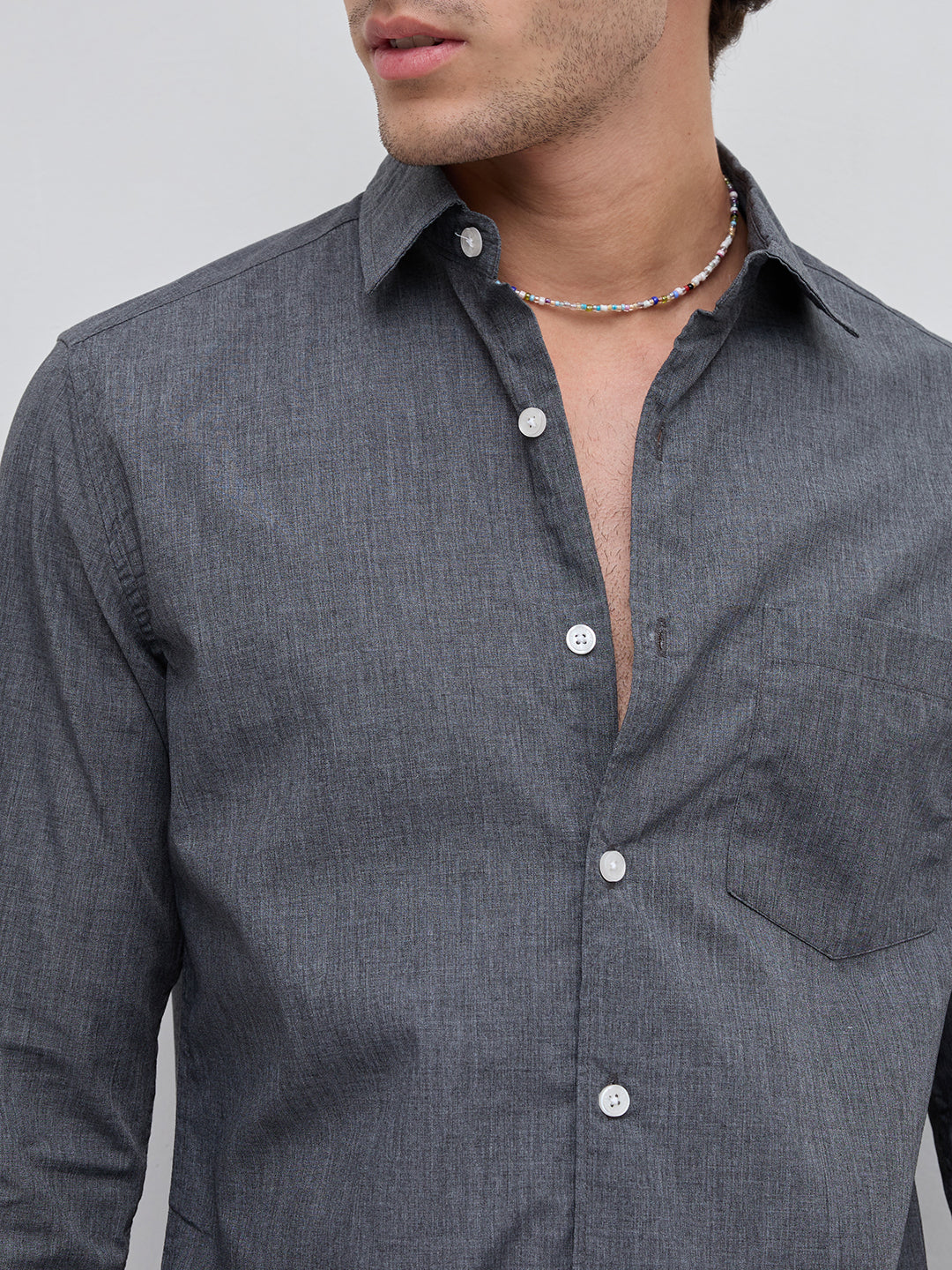 The Slate Grey Micro-Texture Essential Shirt