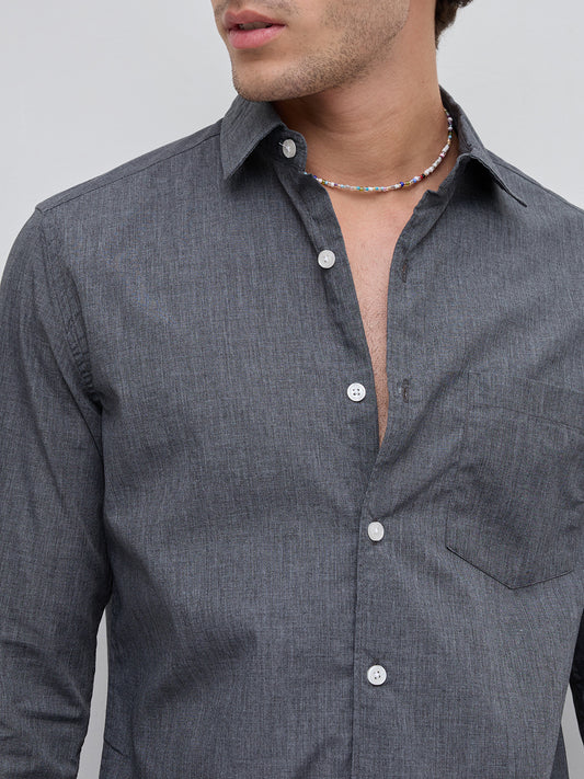 The Slate Grey Micro-Texture Essential Shirt