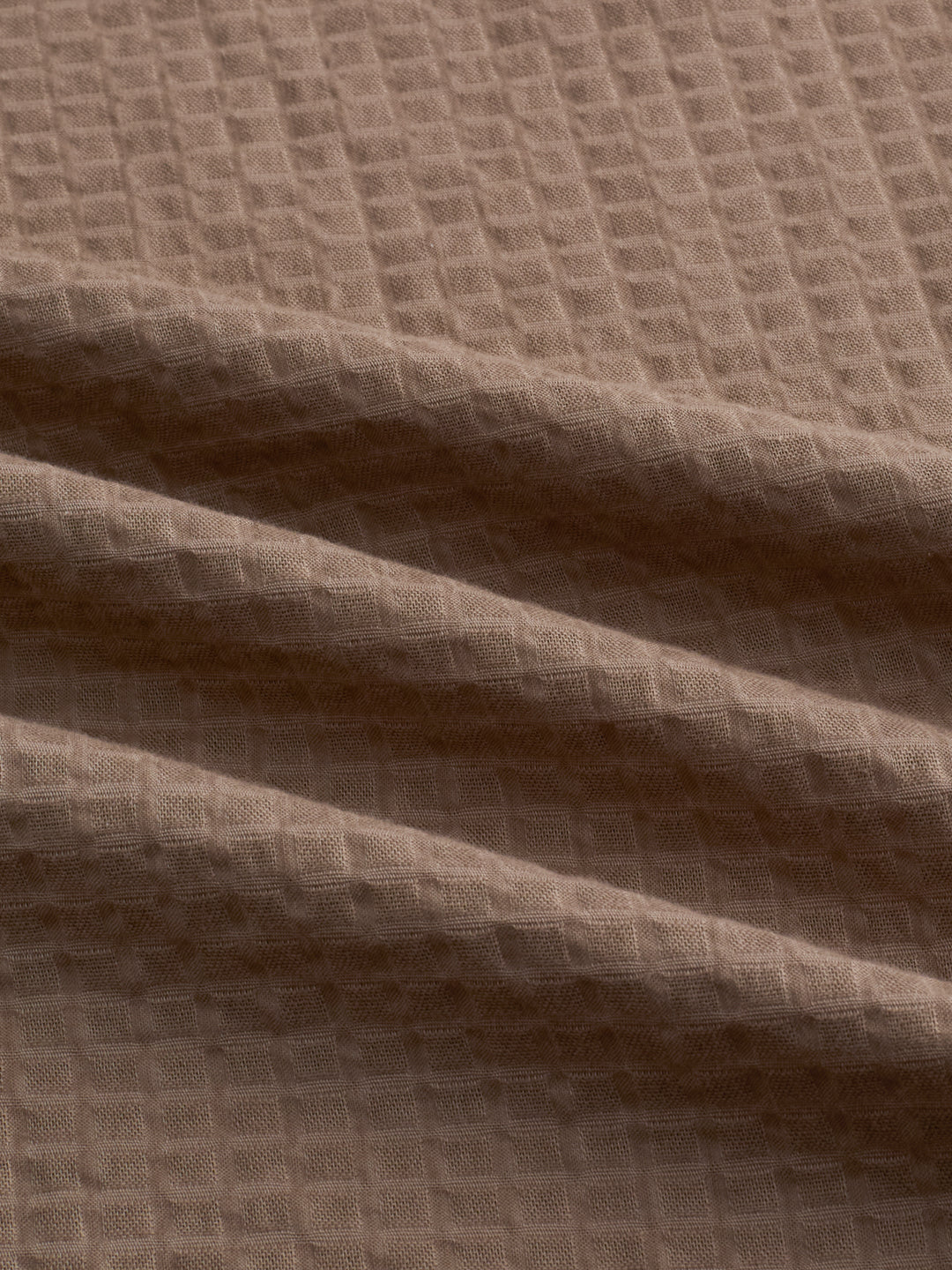 Mocha Brown Box Checks Embossed Double Cloth Shirt