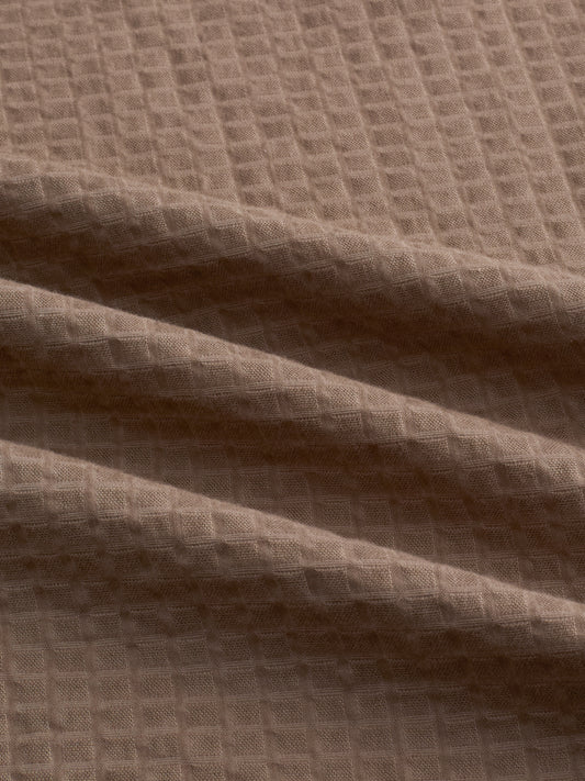 Mocha Brown Box Checks Embossed Double Cloth Shirt