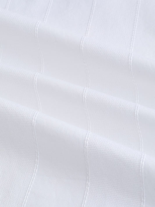 Snow White Panel Textured Stand Collar Oversized Shirt