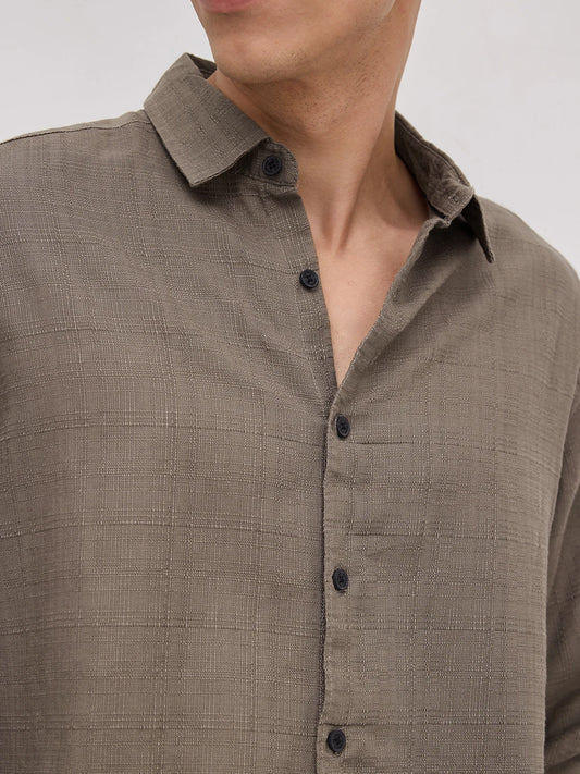 Bronze Olive Jacquard Weave Shirt