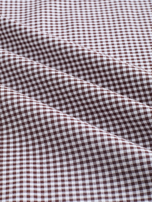 Brunette Brown & White Tiny Checkered Oxford Shirt