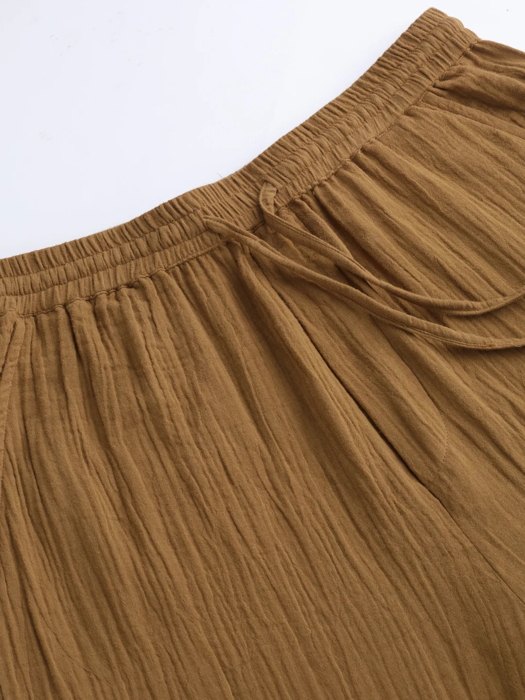 Sepia Brown Double Cloth Straight Fit Trousers