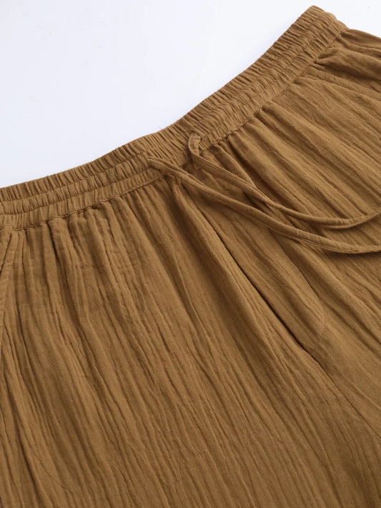 Sepia Brown Double Cloth Straight Fit Trousers