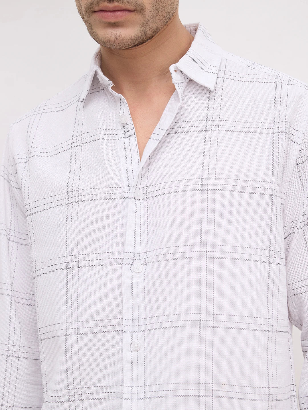 Whiteframe Contrast Chalkline Checked Shirt