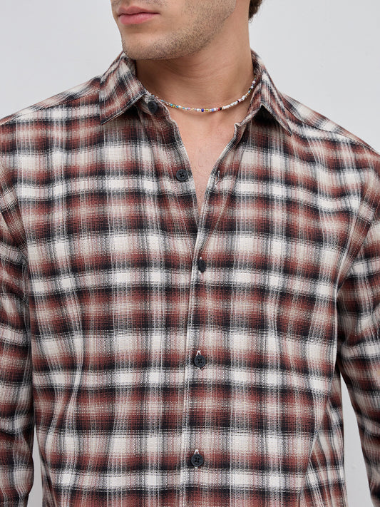 Brown & Ivory Shadow Checks Shirt