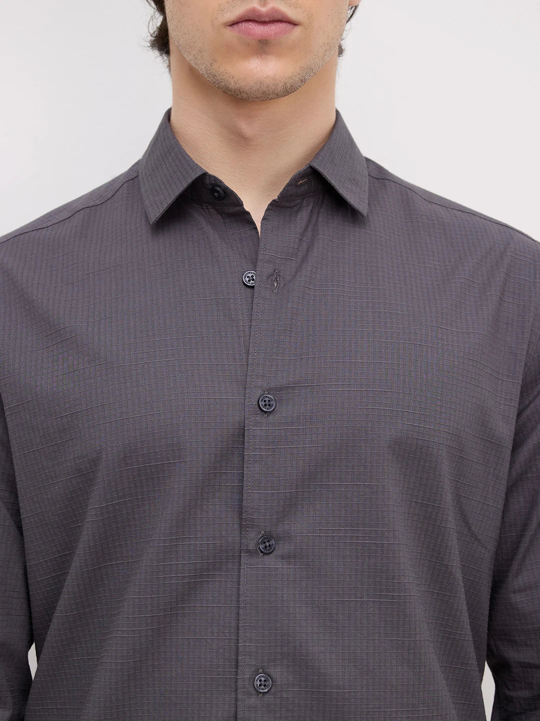 Graphite Grey Square Textured Shirt