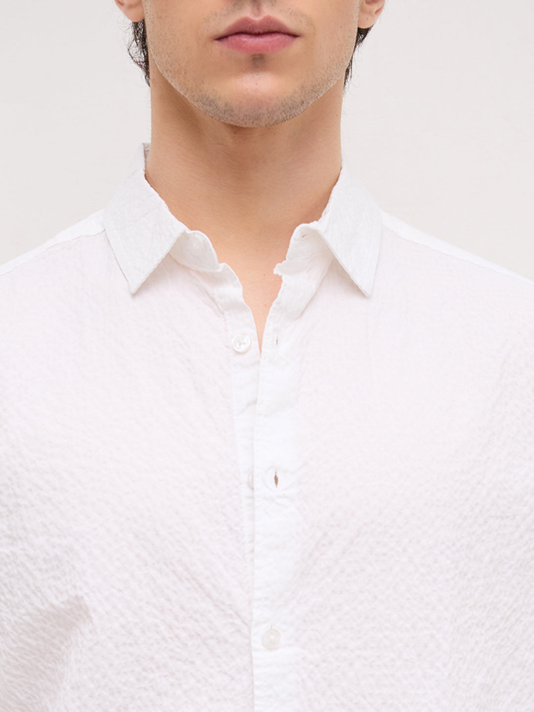 Pearl White Bubble Textured Shirt