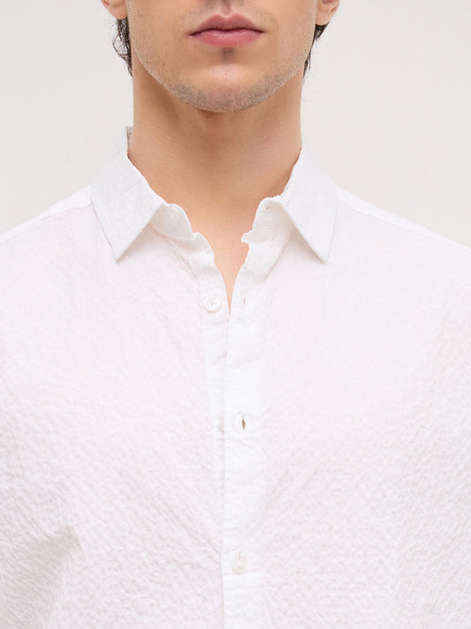 Pearl White Bubble Textured Shirt