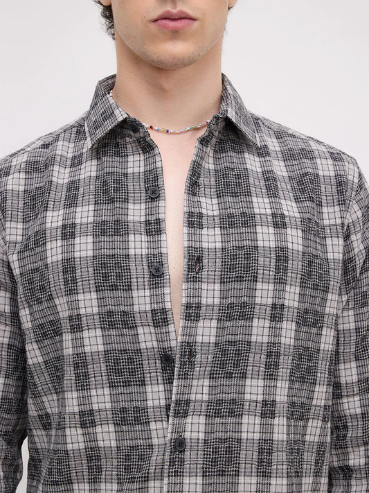 Heritage Charcoal Grey & Black Plaid Checks Shirt