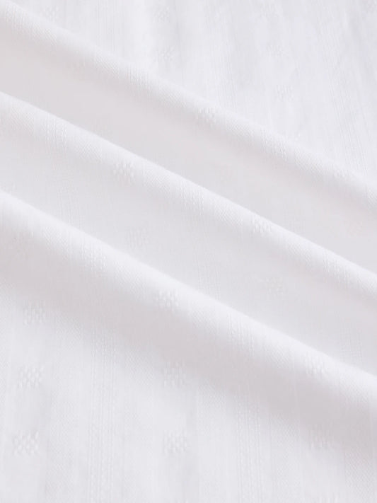 Arctic Pearl White Dobby Striped Kurta