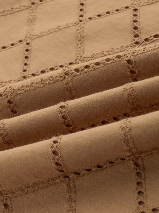 Copper Brown Diamond Embroidery Schiffli Kurta