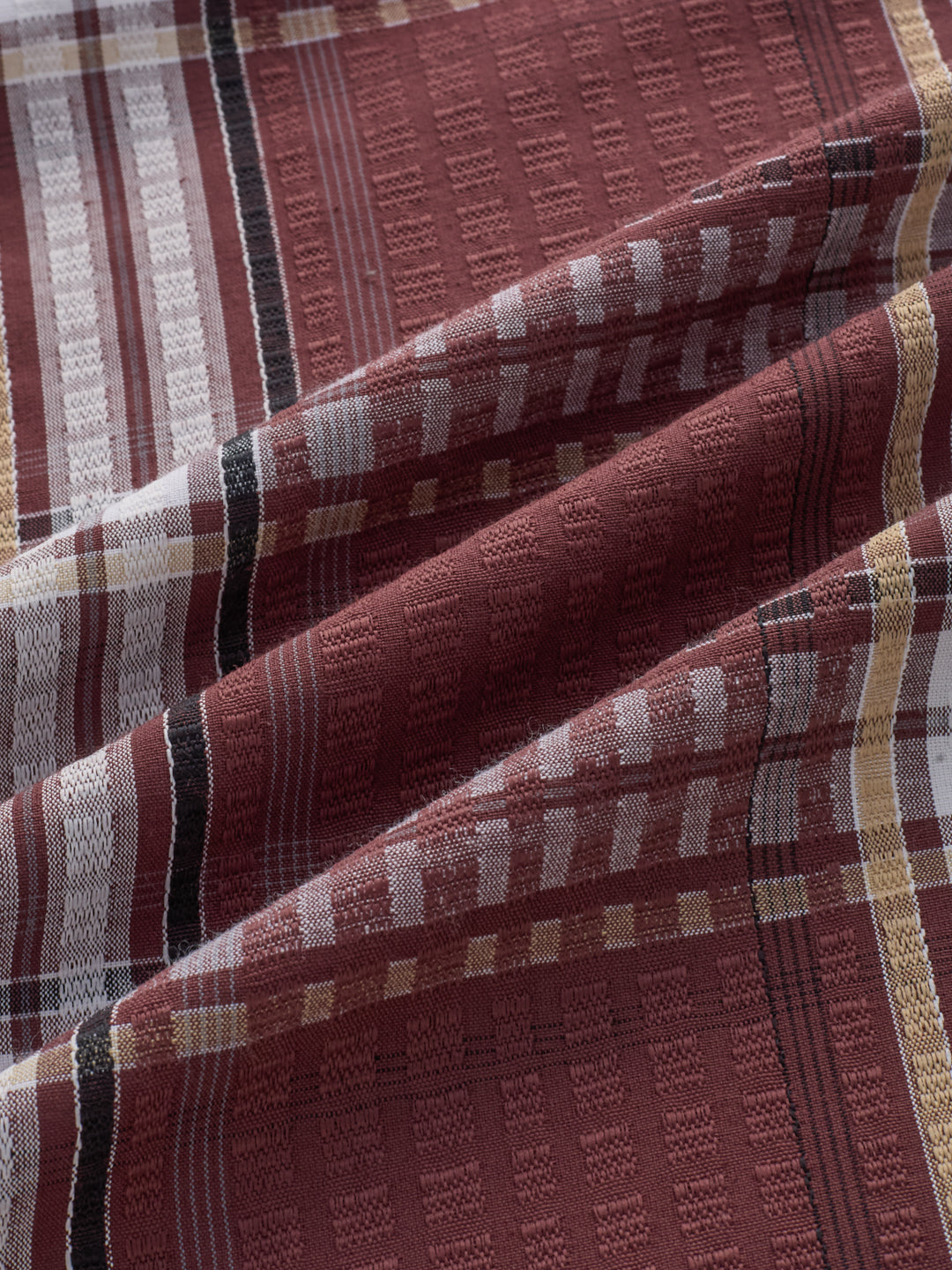 Autumn Brew Soft Textured Checks Maroon Shirt
