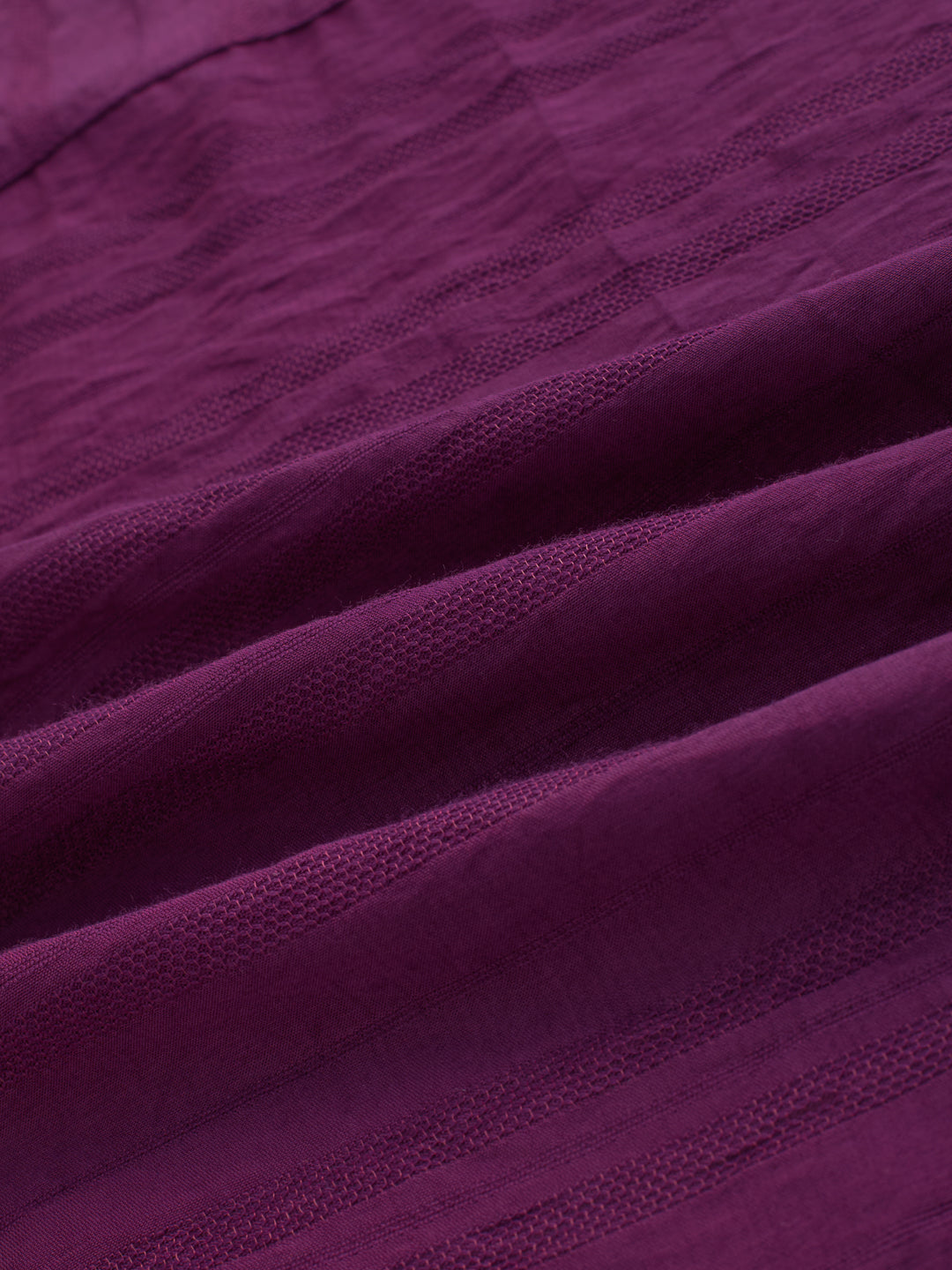 Deep Wine Horizontal Textured Oversized Crop Shirt