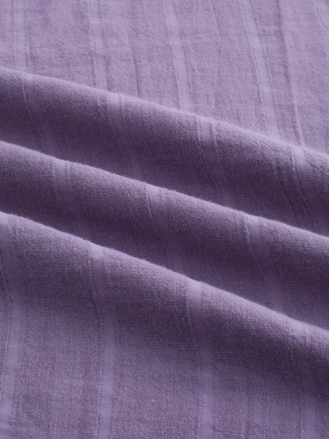 Chinese Violet Double Cloth Striped Boxy Fit Crop Shirt