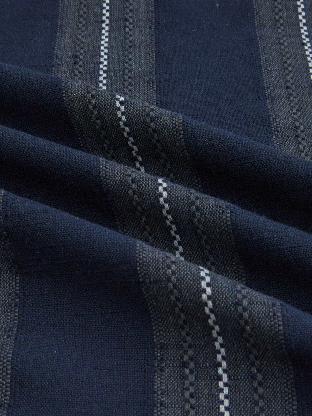 Navy Contrast Panel Fine Weave Boxy Fit Crop Shirt