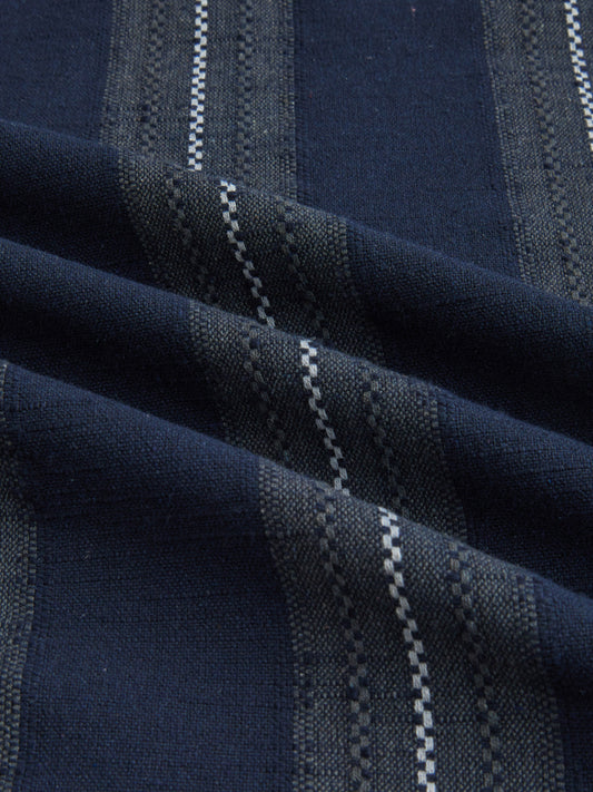 Navy Contrast Panel Fine Weave Boxy Fit Crop Shirt