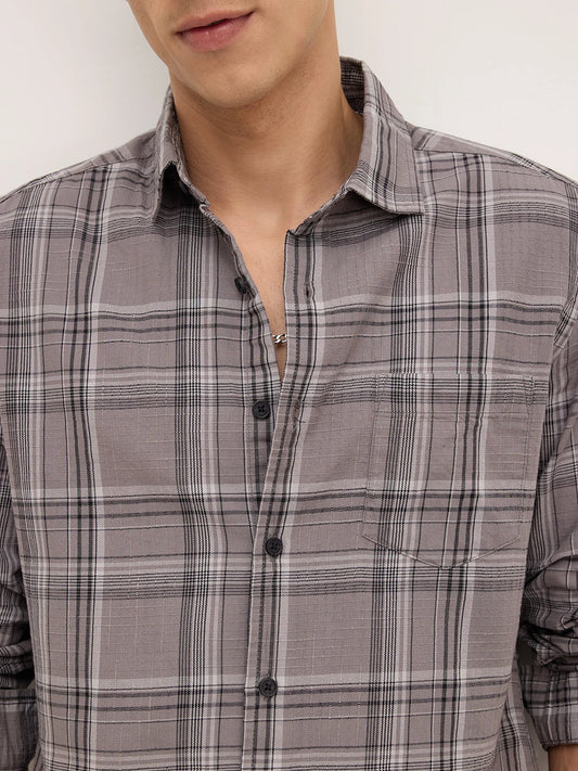 Fossil Grey & Black Tartanique Checkered Shirt