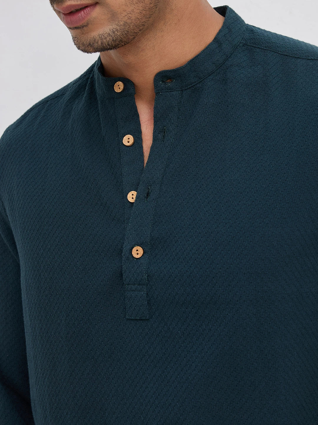 Rich Emerald Green Lozenge Textured Kurta