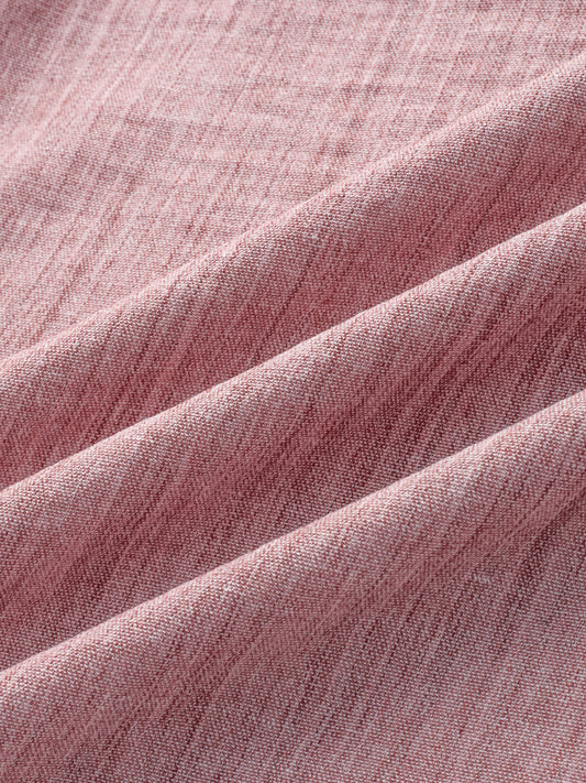 Elegant Brick Red Textured Boxy Fit Crop Shirt