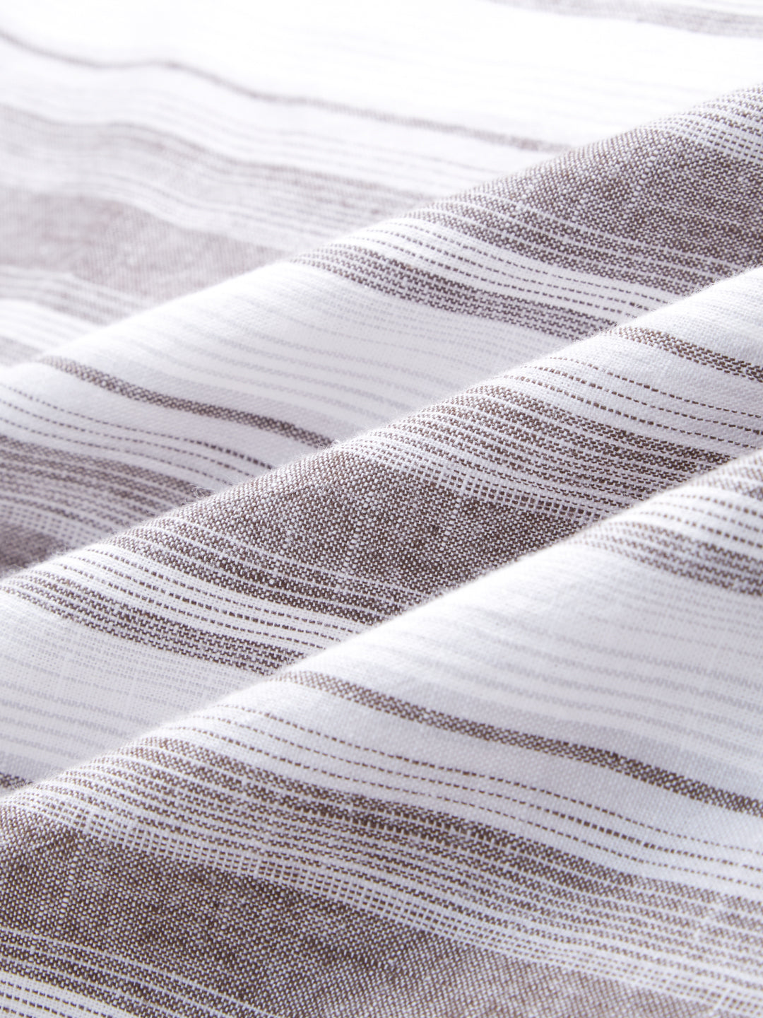 Saddle Brown & White Fine Striped Linen Blend Shirt