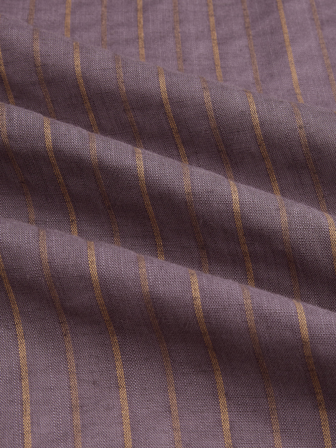 Luxe Purple & Gold Striped Linen Blend Boxy Fit Crop Shirt