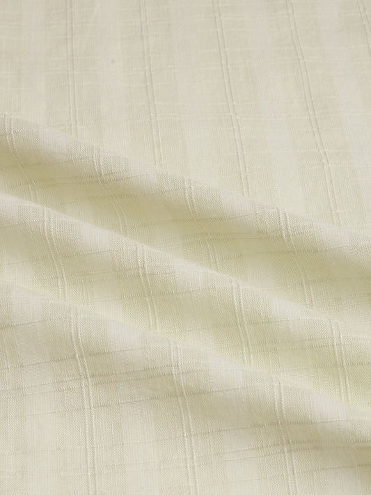 Pistachio Green Sheer Windowpane Checks Textured Weave Shirt