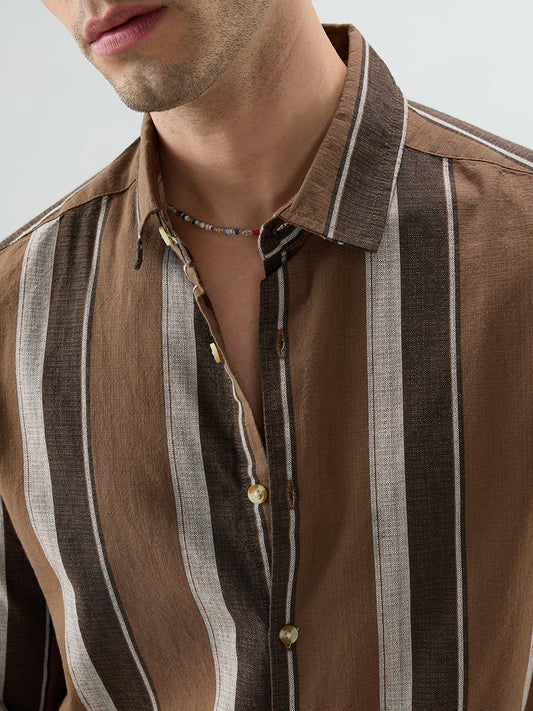 Earthy Brown Sylvan Striped Shirt