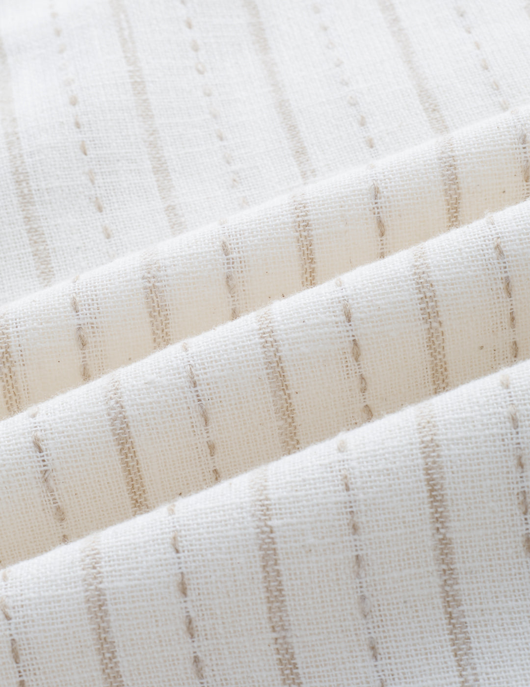 White & Beige Burlap Weaved Striped Kurta