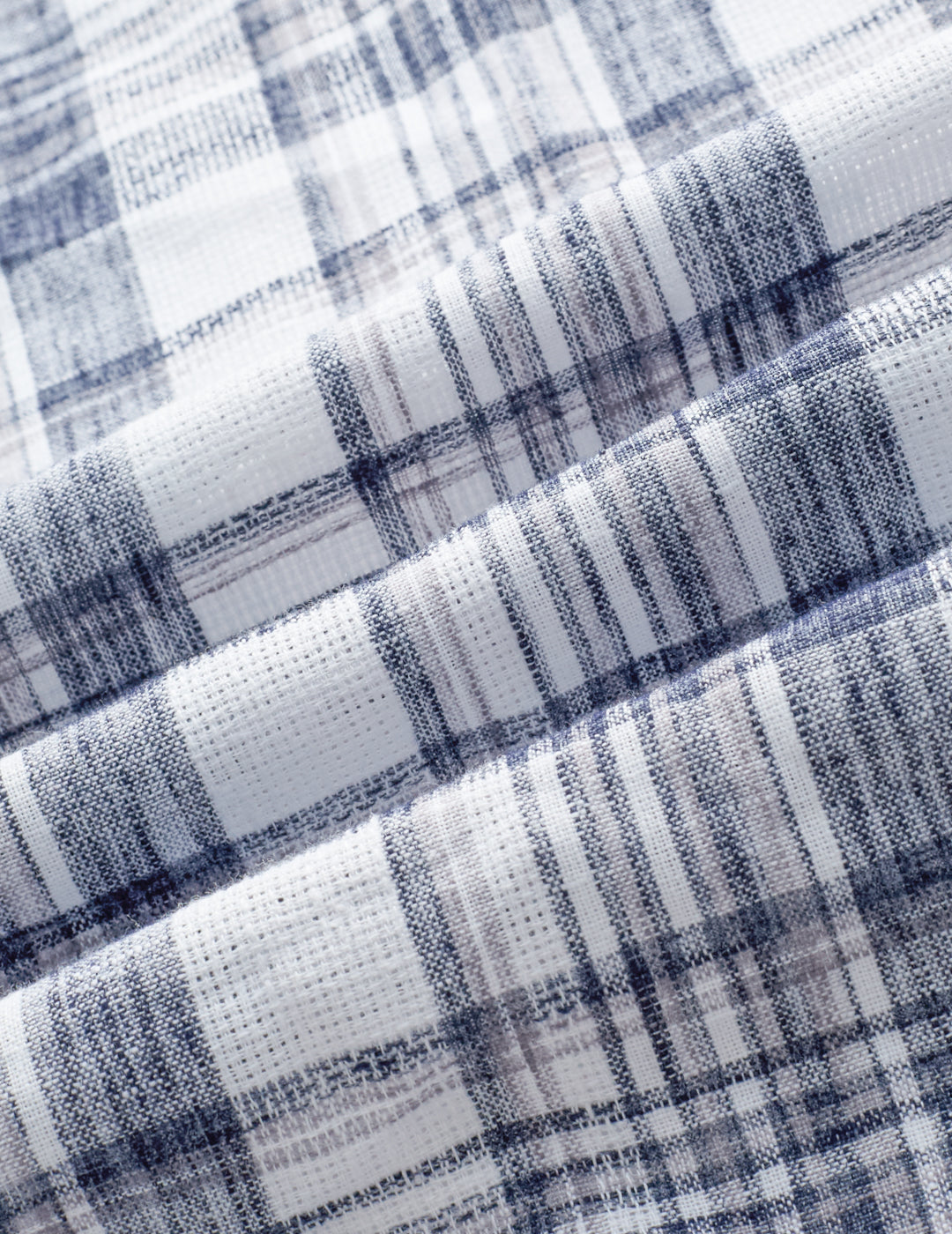 Navy & White Plaid Checks Textured Shirt