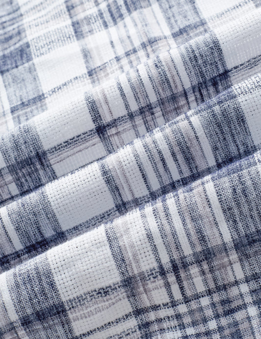 Navy & White Plaid Checks Textured Shirt