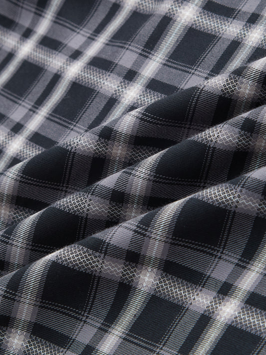 Black & Grey Tartan Checked Relaxed Shirt