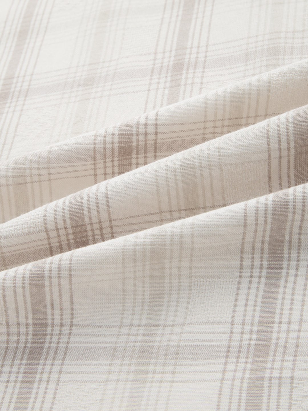 Timeless Sand Beige Plaid Checks Textured Shirt
