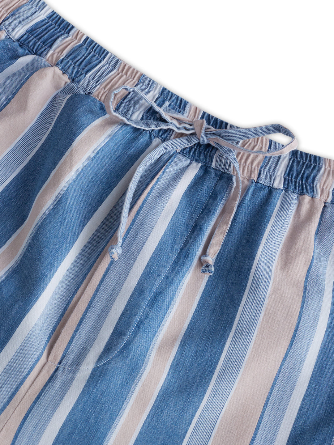 Multi-Tone Denim Striped Straight Fit Trousers
