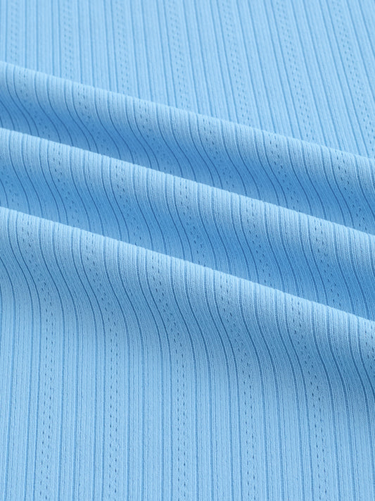 Refined Blue Hairline Striped Polo Knit T-Shirt