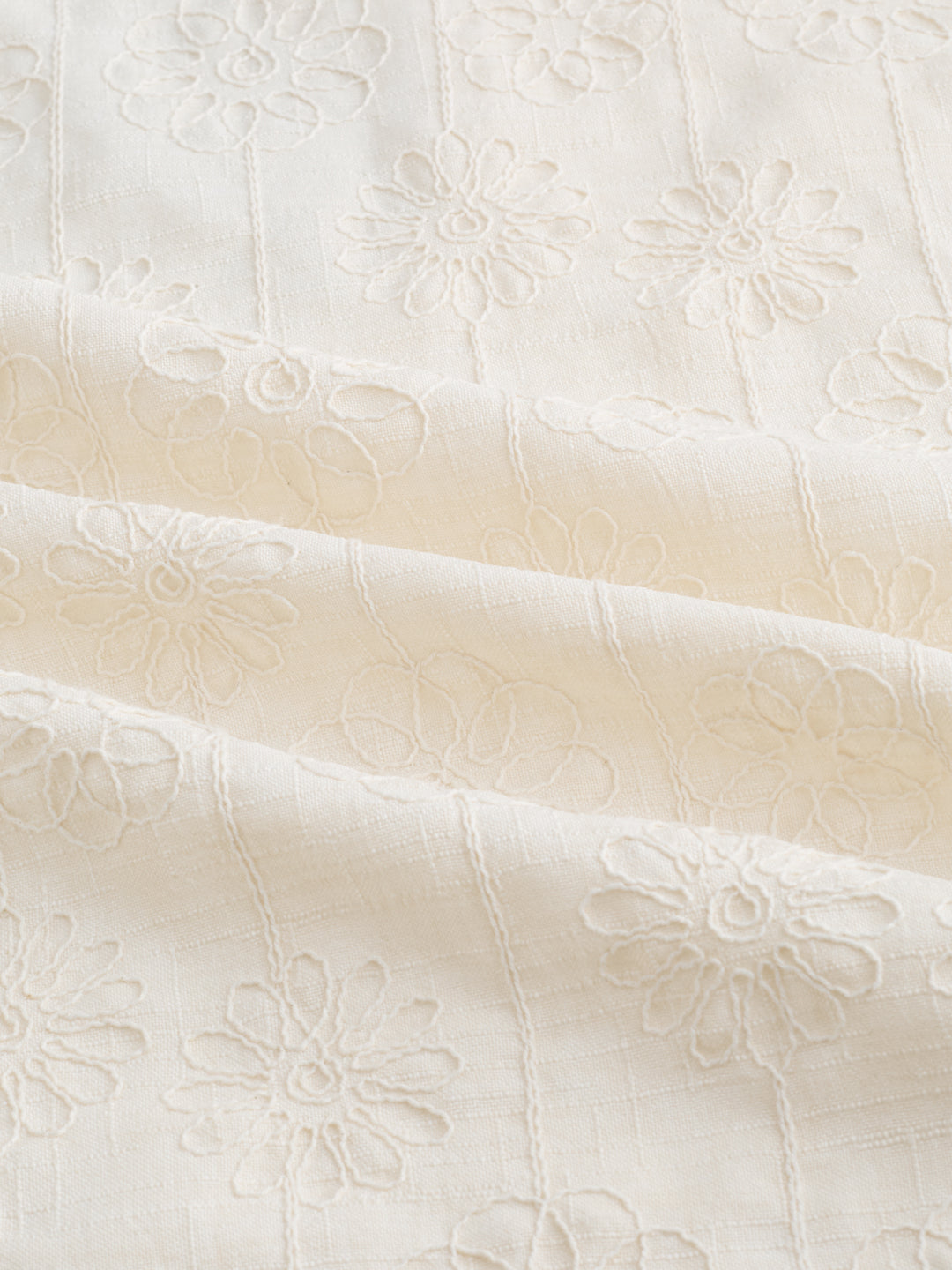Serene Whispering Bloom Beige Embroidered Shirt