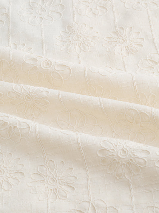 Serene Whispering Bloom Beige Embroidered Shirt