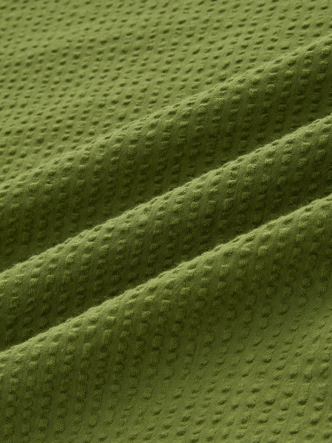 Basil Green Seersucker Striped Stand Collar Oversized Shirt