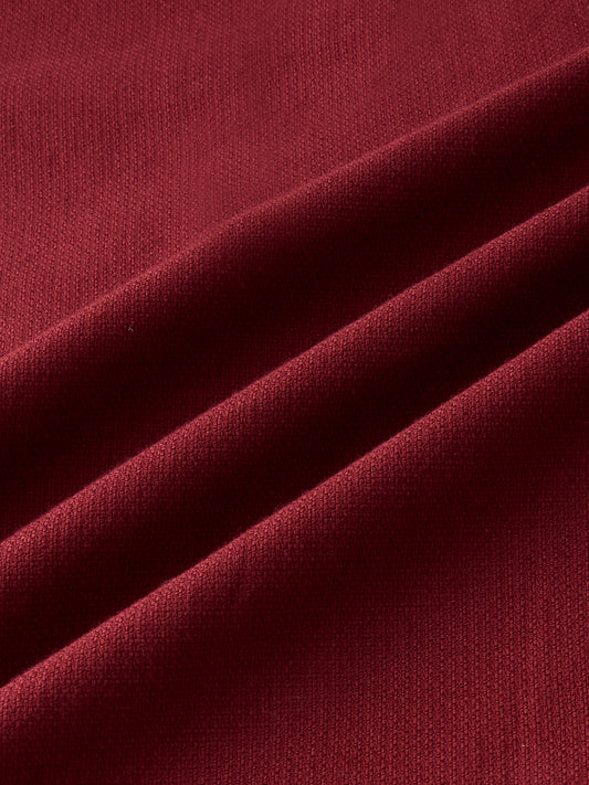 Elegant Berry Red Mandarin Collar Shirt